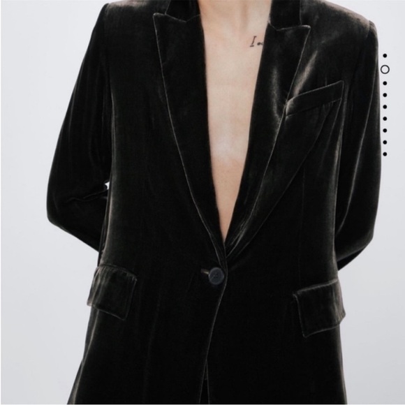 Zara Brown Velvet Blazer Jacket Limited Edition Silk Blend Size M 2731/289/528 - Picture 11 of 14